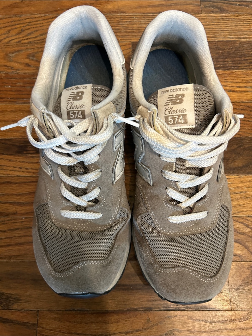 New Balance Men’s 574 Sneakers in Taupe and White